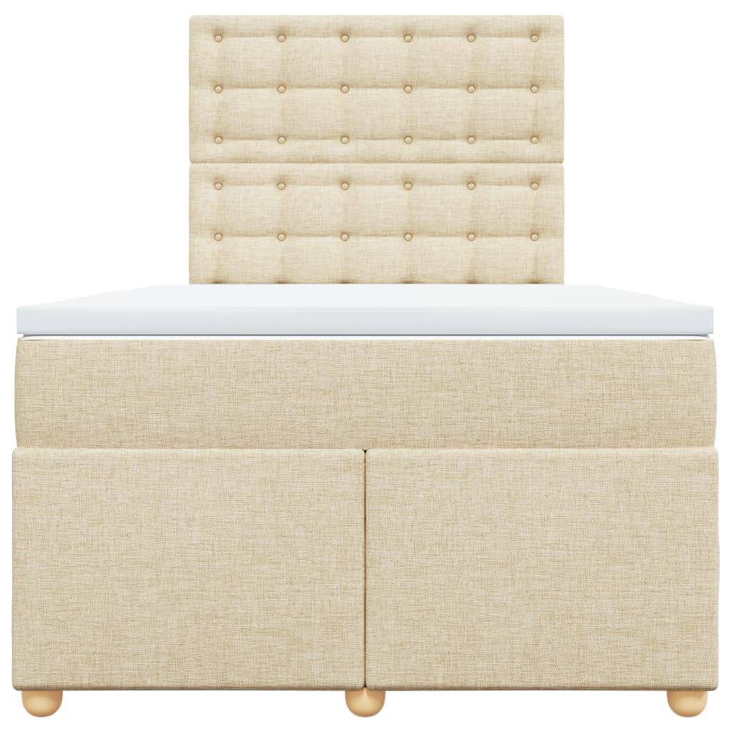 vidaXL Boxspringbett mit Matratze Creme 120x200 cm Stoff