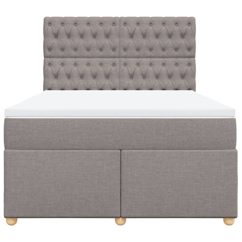vidaXL Boxspringbett mit Matratze Taupe 140x200 cm Stoff
