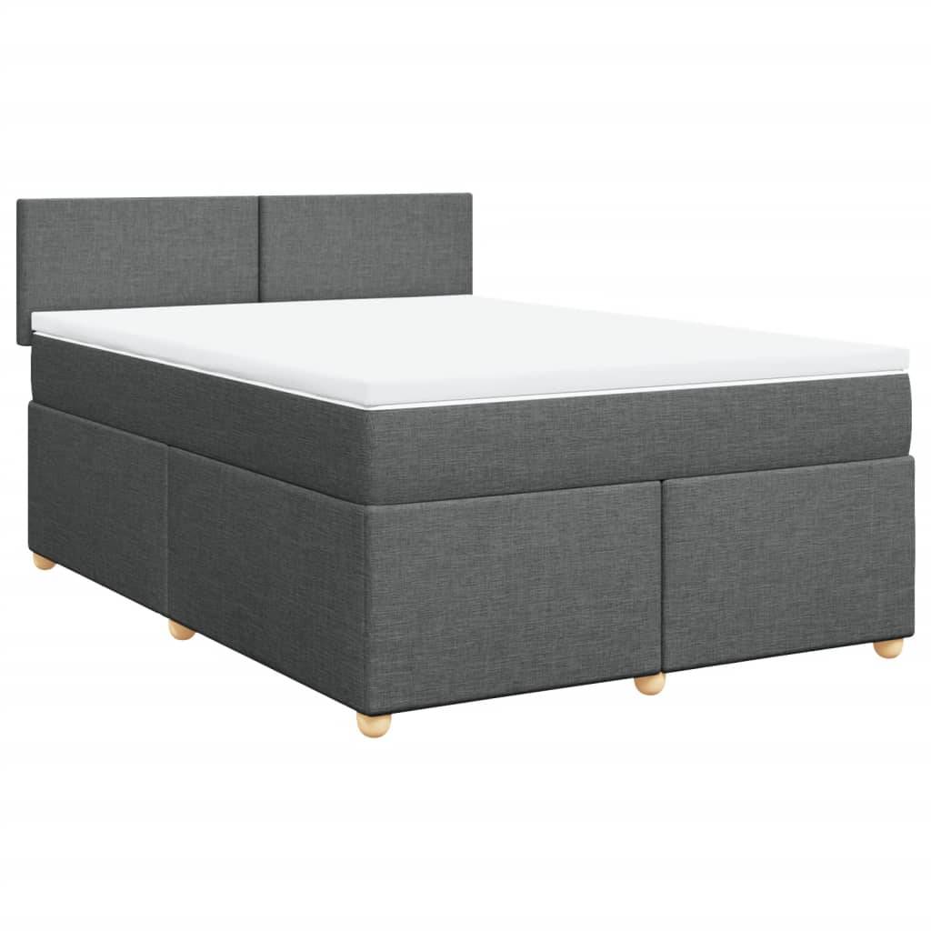 vidaXL Boxspringbett mit Matratze Dunkelgrau 160x200 cm Stoff