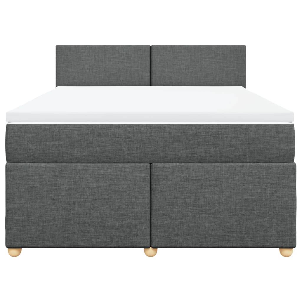 vidaXL Boxspringbett mit Matratze Dunkelgrau 160x200 cm Stoff