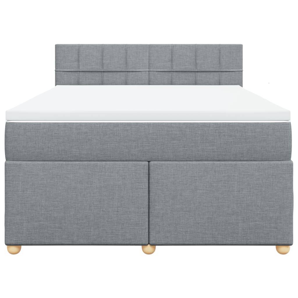 vidaXL Boxspringbett mit Matratze Hellgrau 160x200 cm Stoff