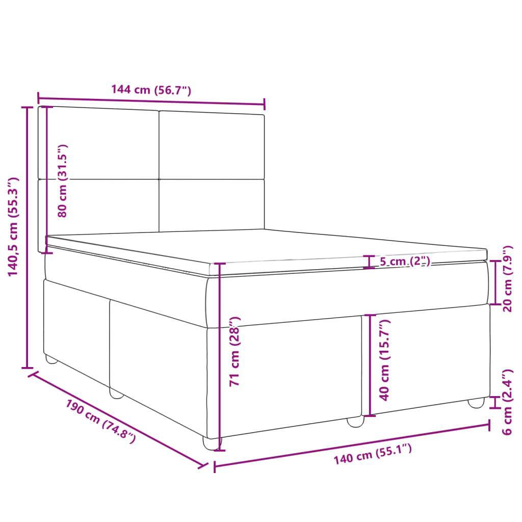 vidaXL Boxspringbett mit Matratze Creme 140x190 cm Stoff