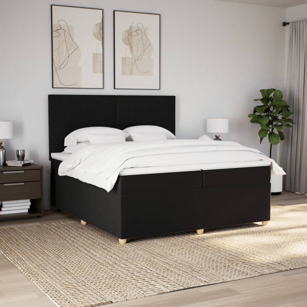 vidaXL Boxspringbett mit Matratze Schwarz 200x200 cm Stoff