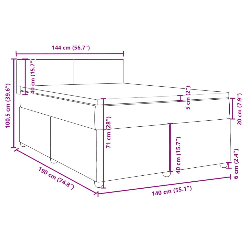 vidaXL Boxspringbett mit Matratze Taupe 140x190 cm Stoff
