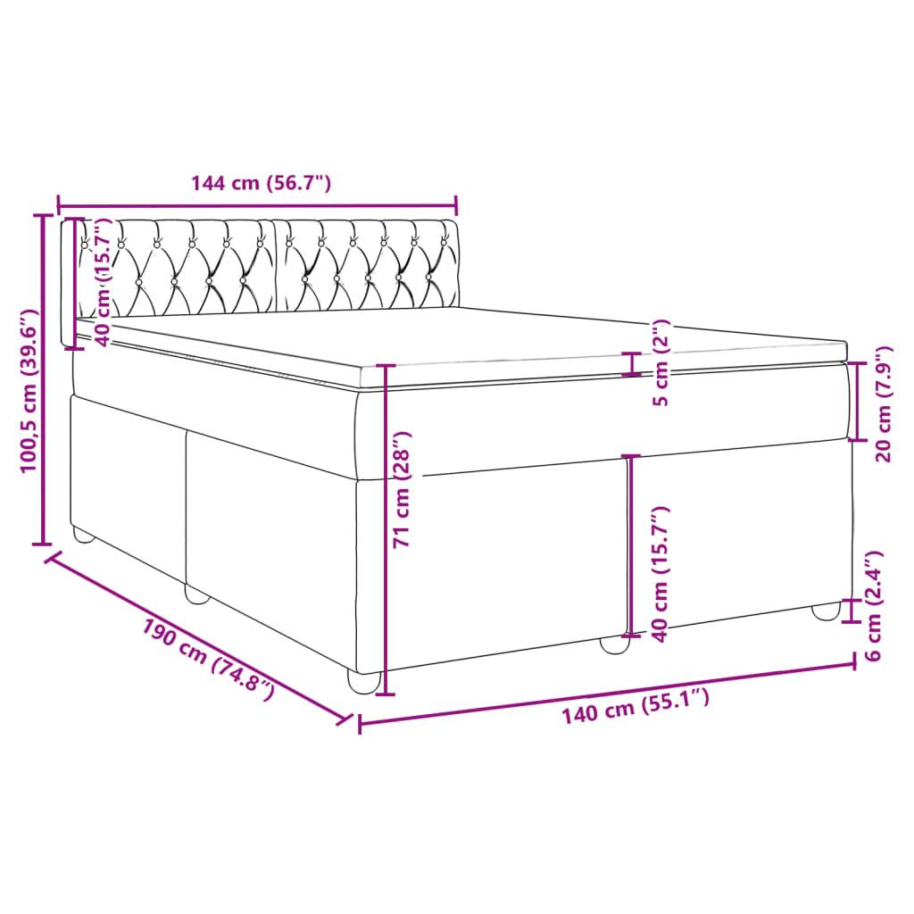 vidaXL Boxspringbett mit Matratze Dunkelbraun 140x190 cm Stoff