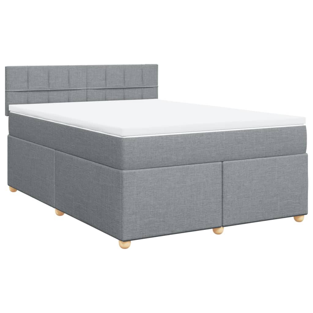 vidaXL Boxspringbett mit Matratze Hellgrau 160x200 cm Stoff