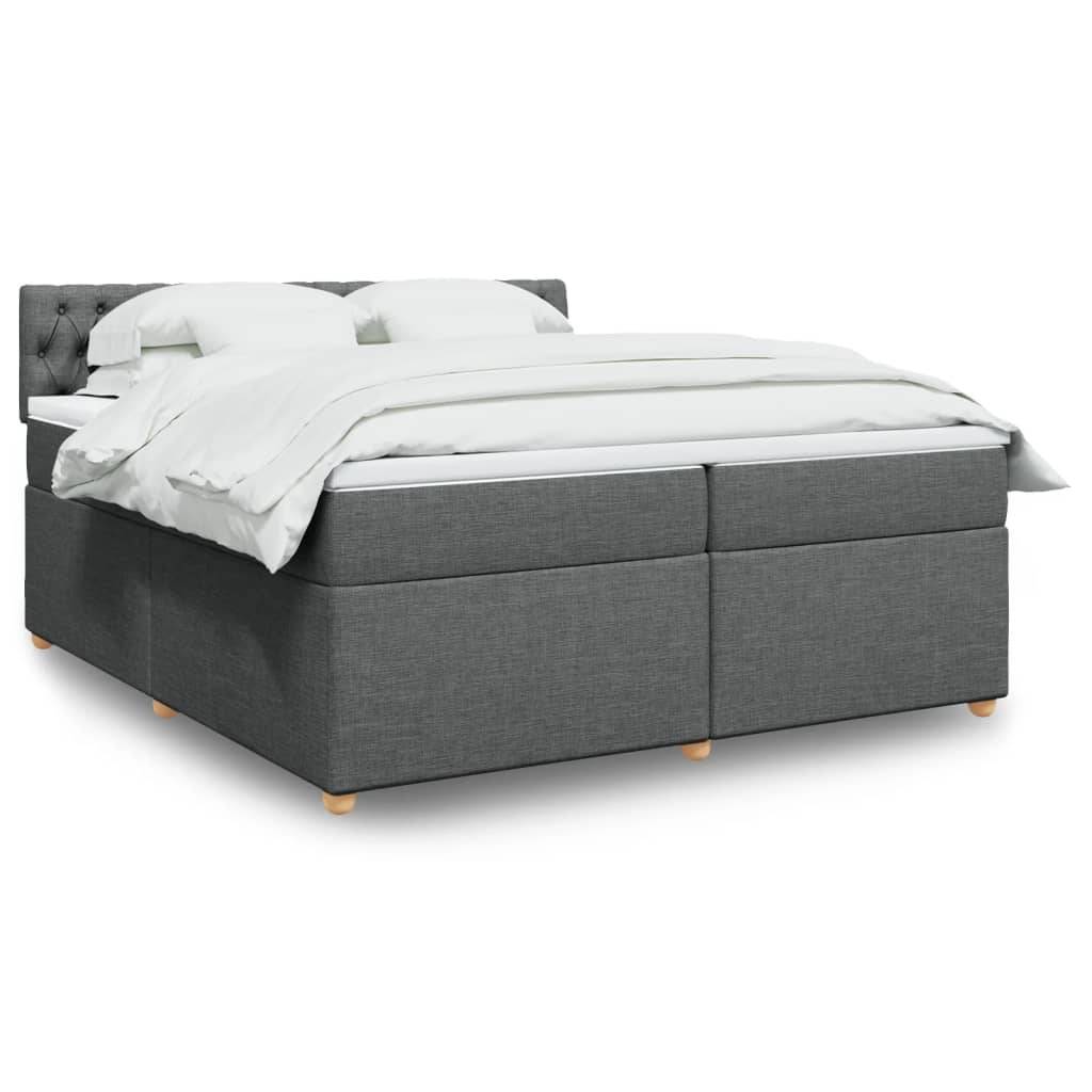 vidaXL Boxspringbett mit Matratze Dunkelgrau 200x200 cm Stoff