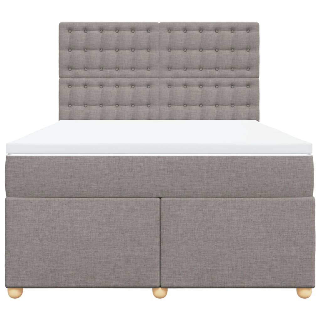 vidaXL Boxspringbett mit Matratze Taupe 160x200 cm Stoff