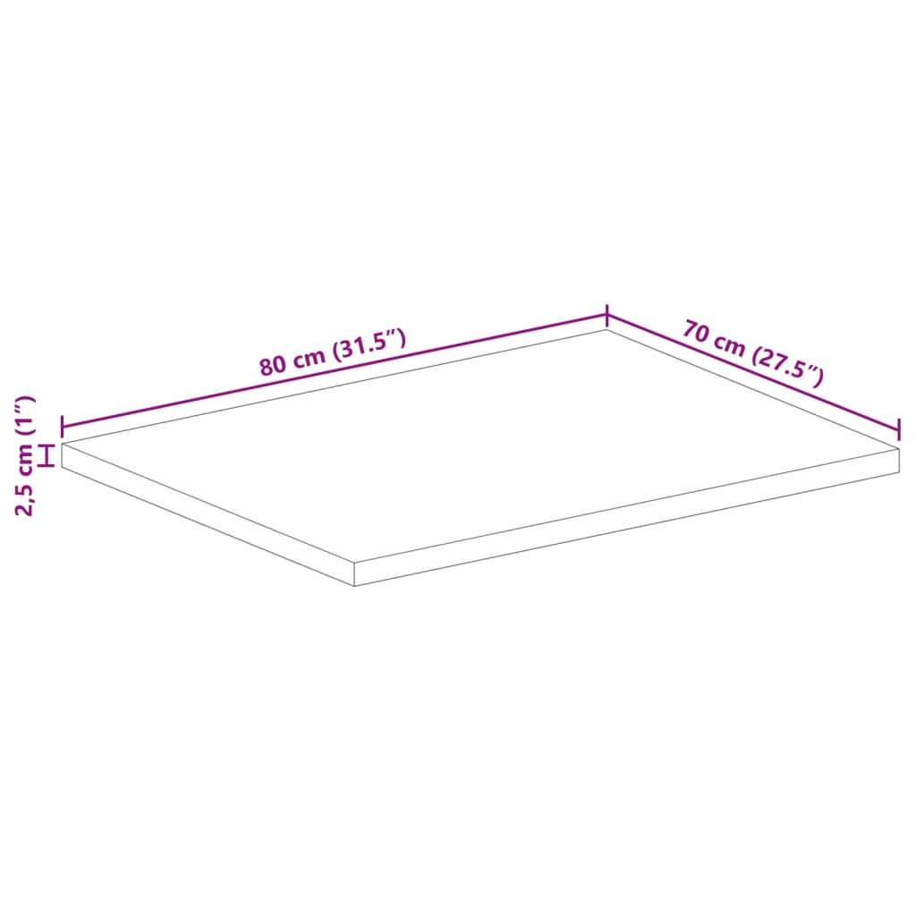 vidaXL Tischplatte 80x70x2,5 cm Rechteckig Raues Massivholz Mango