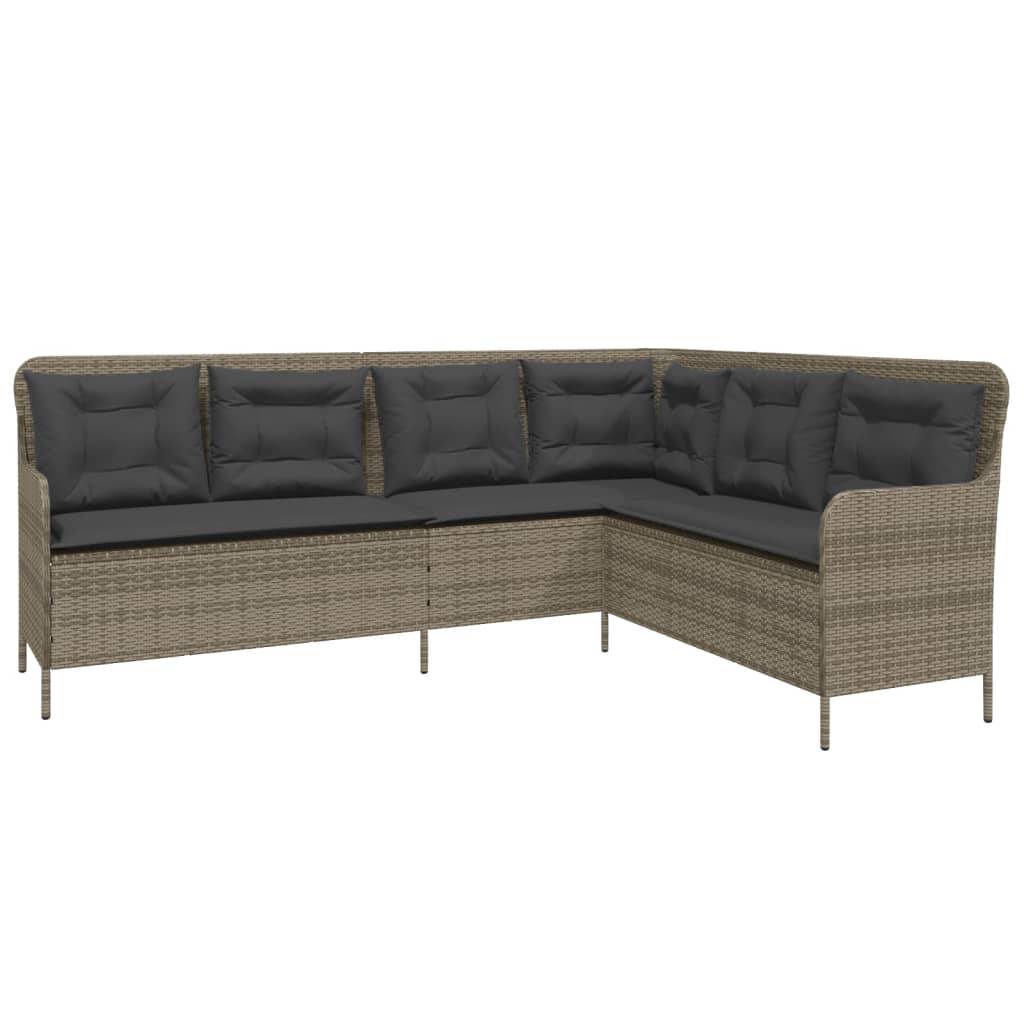 vidaXL 2-tlg. Garten-Sofagarnitur mit Auflagen Poly Rattan Grau