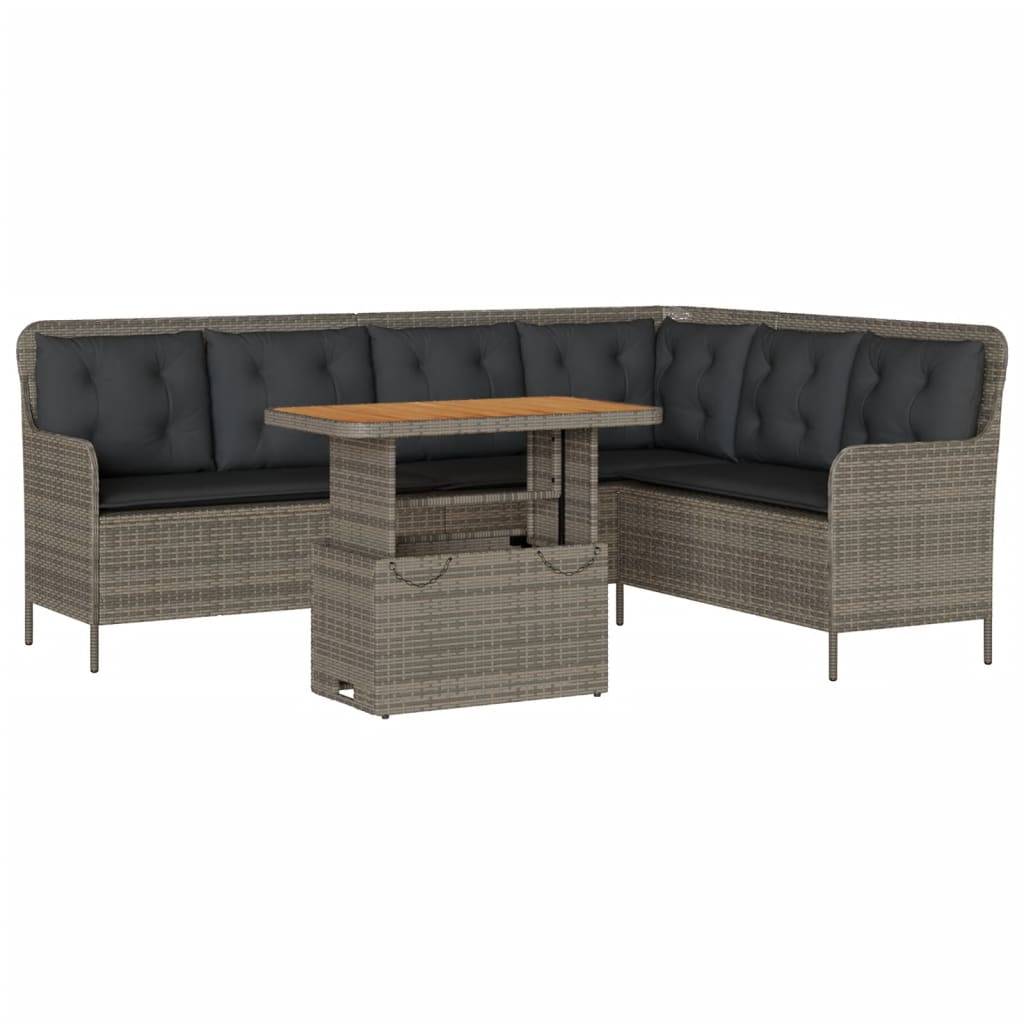 vidaXL 2-tlg. Garten-Sofagarnitur mit Auflagen Poly Rattan Grau