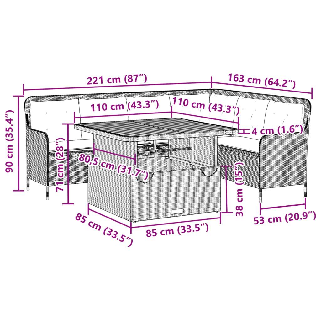 vidaXL 2-tlg. Garten-Sofagarnitur mit Auflagen Schwarz Poly Rattan