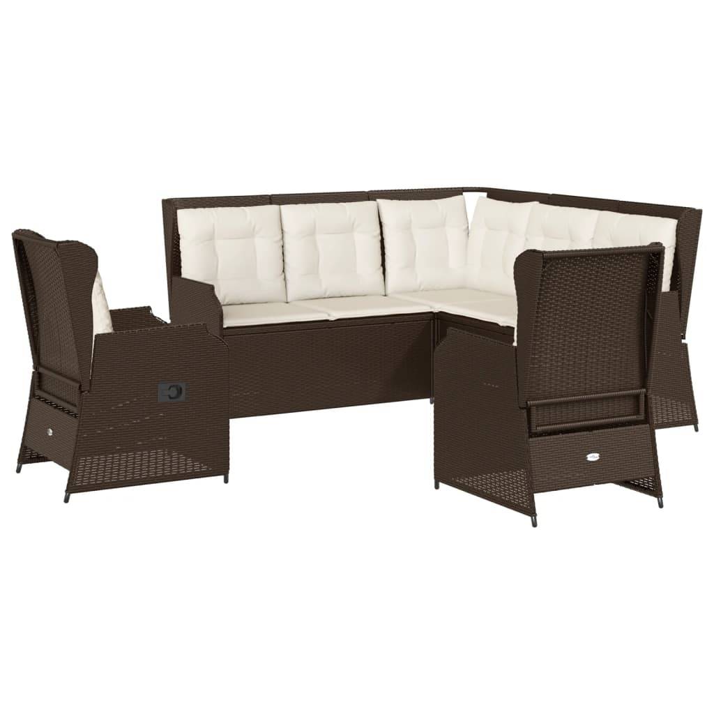 vidaXL 5-tlg. Garten-Lounge-Set mit Kissen Braun Poly Rattan