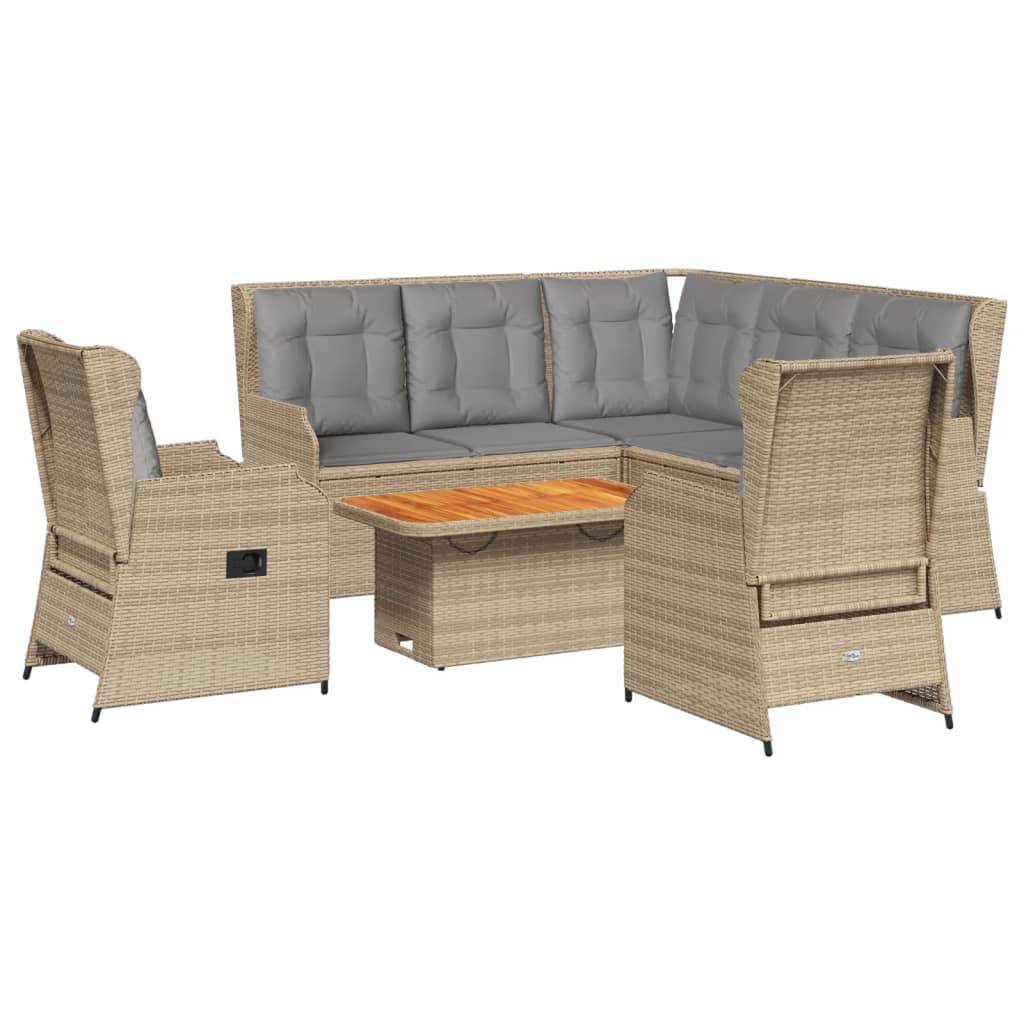 vidaXL 6-tlg. Garten-Lounge-Set mit Kissen Beige Poly Rattan