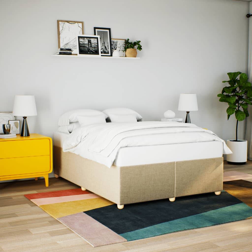 vidaXL Bettgestell ohne Matratze Creme 140x190 cm Stoff
