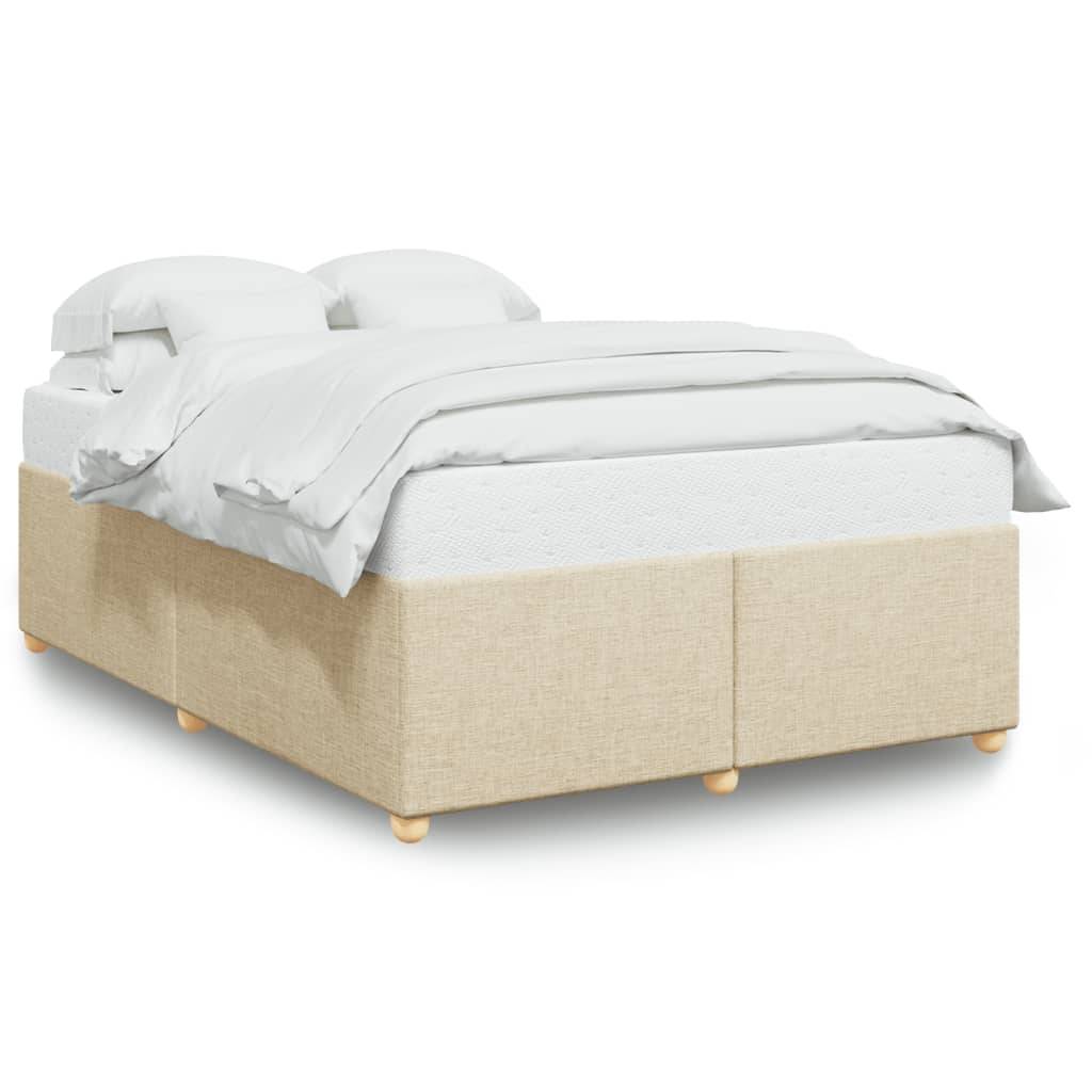vidaXL Bettgestell ohne Matratze Creme 140x190 cm Stoff