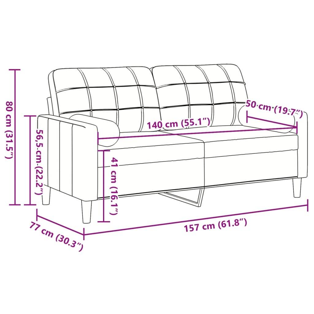 vidaXL 2-Sitzer-Sofa mit Zierkissen Weinrot 140 cm Samt