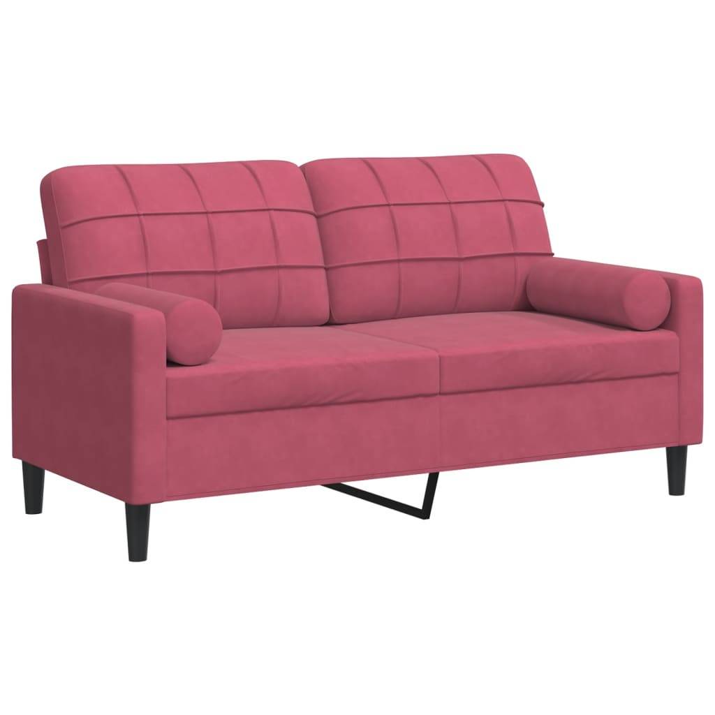 vidaXL 2-Sitzer-Sofa mit Zierkissen Weinrot 140 cm Samt