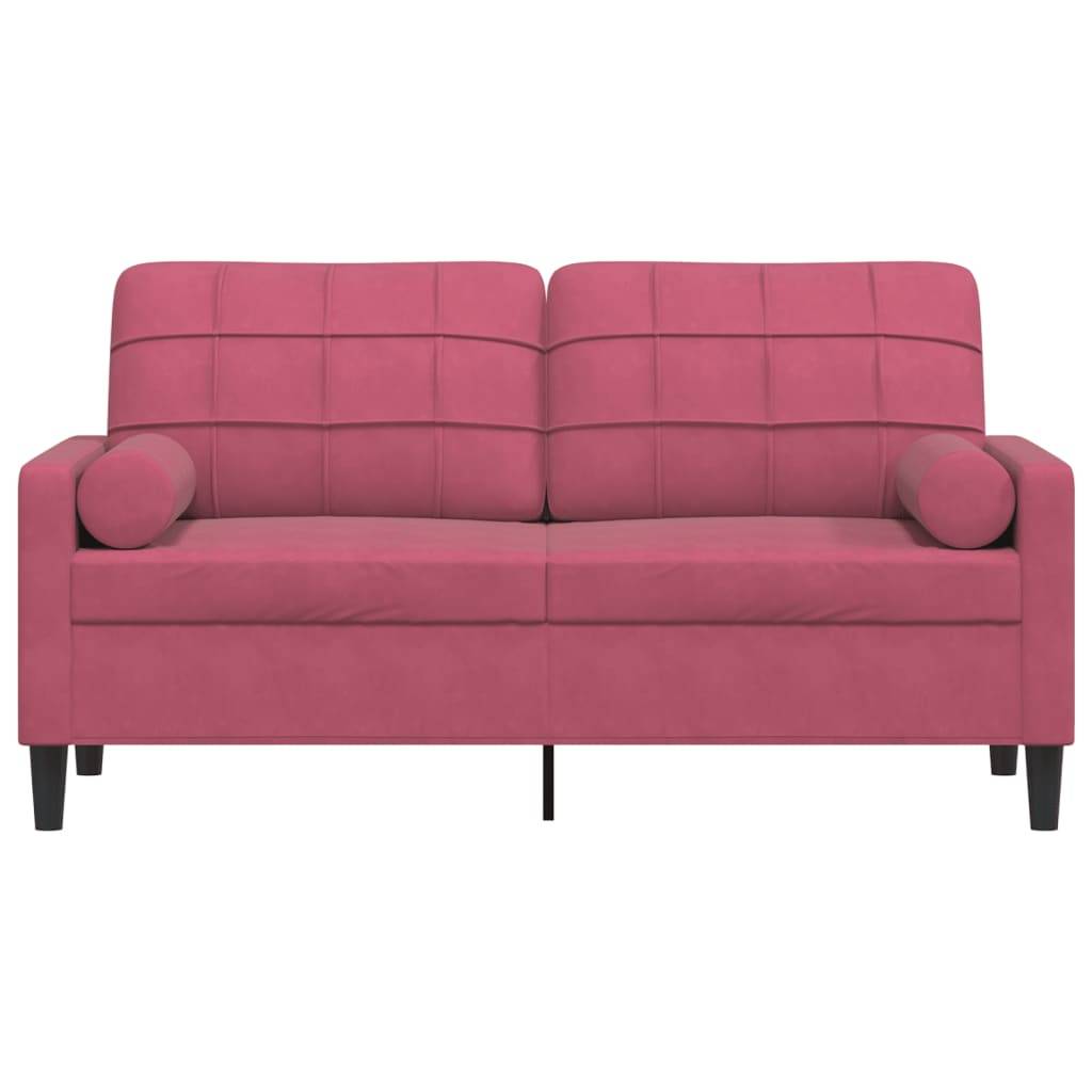 vidaXL 2-Sitzer-Sofa mit Zierkissen Weinrot 140 cm Samt