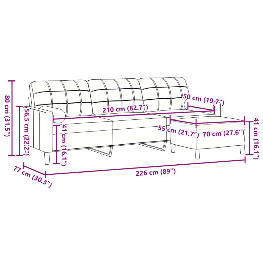 vidaXL 3-Sitzer-Sofa mit Hocker Rosa 210 cm Samt