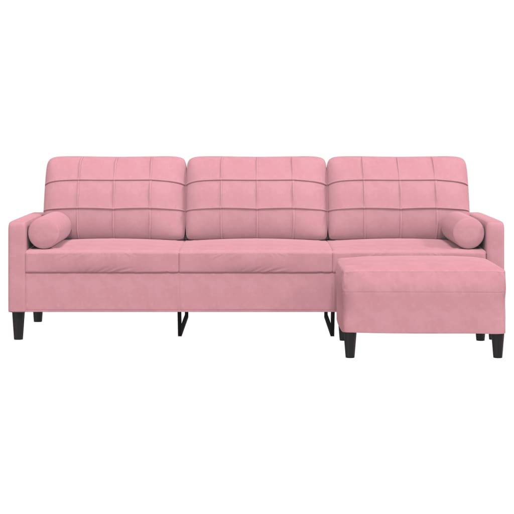 vidaXL 3-Sitzer-Sofa mit Hocker Rosa 210 cm Samt