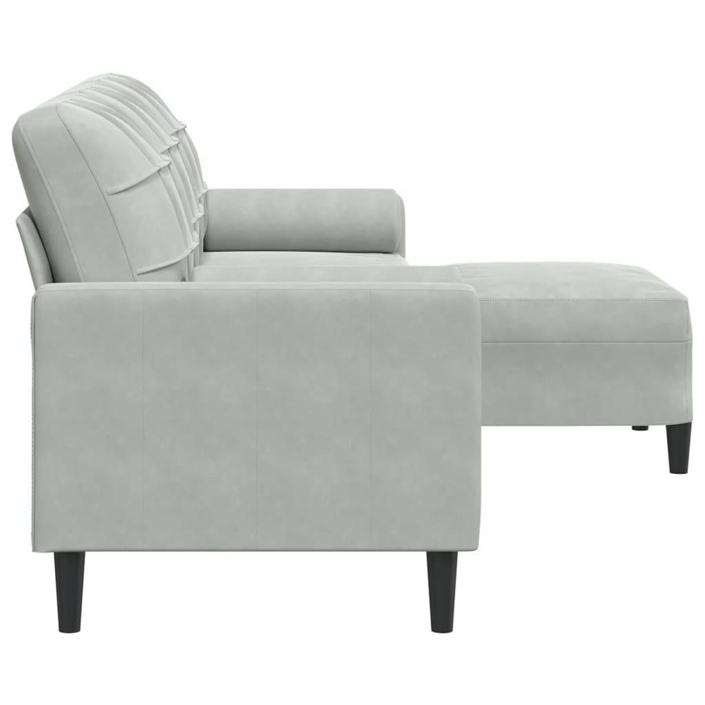 vidaXL 3-Sitzer-Sofa mit Hocker Hellgrau 210 cm Samt