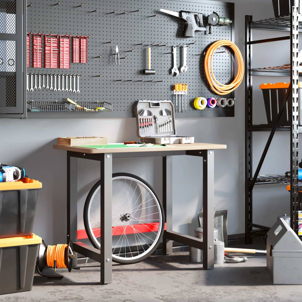 vidaXL Werkbank 100x60x81,5 cm Massivholz Eiche Rechteckig