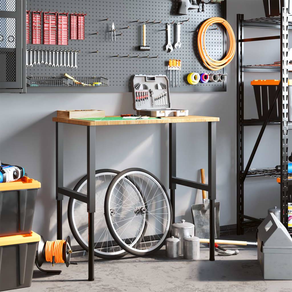 vidaXL Werkbank Hellbraun 100x60x(71,5-98) cm Massivholz Eiche