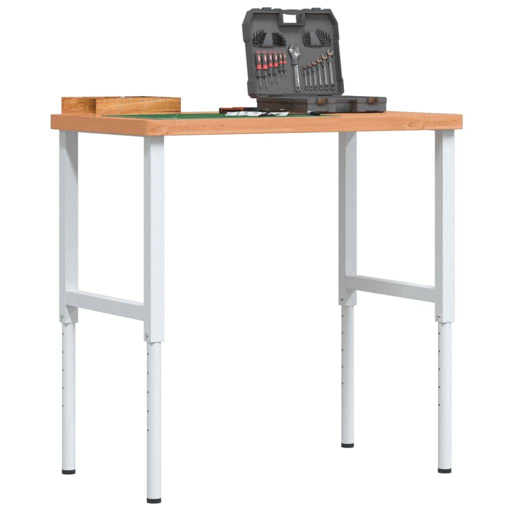 vidaXL Werkbank 100x60x(73-99,5) cm Massivholz Buche Rechteckig
