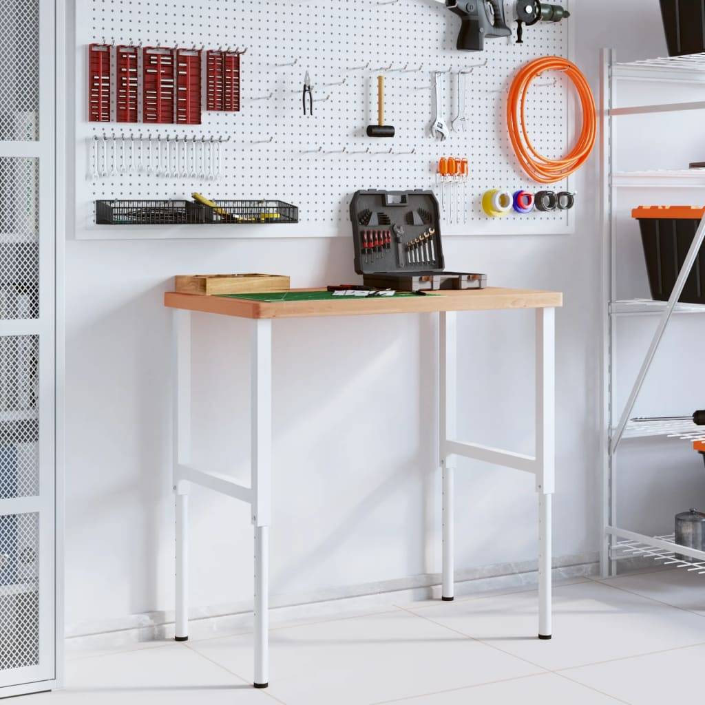 vidaXL Werkbank 100x60x(73-99,5) cm Massivholz Buche Rechteckig