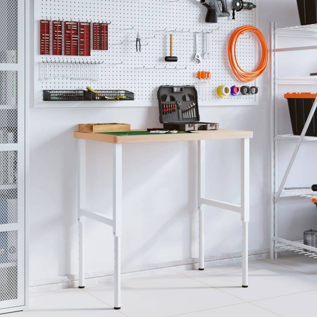 vidaXL Werkbank 100x60x(73-99,5) cm Massivholz Buche Rechteckig