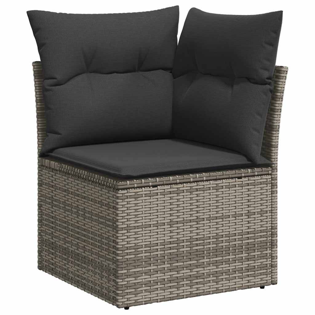 vidaXL 10-tlg. Garten-Sofagarnitur mit Kissen Hellgrau Poly Rattan
