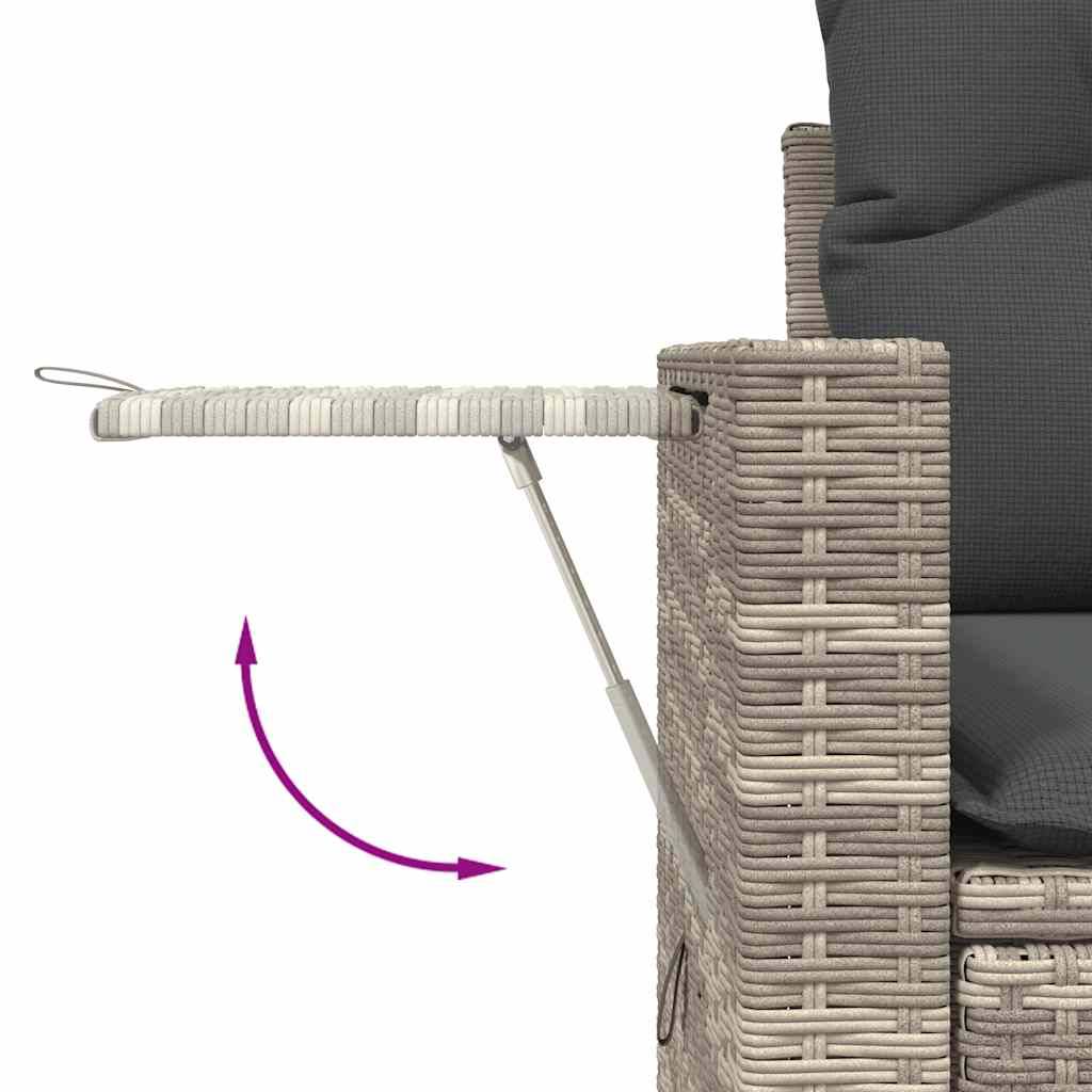 vidaXL 7-tlg. Garten-Sofagarnitur mit Kissen Hellgrau Poly Rattan
