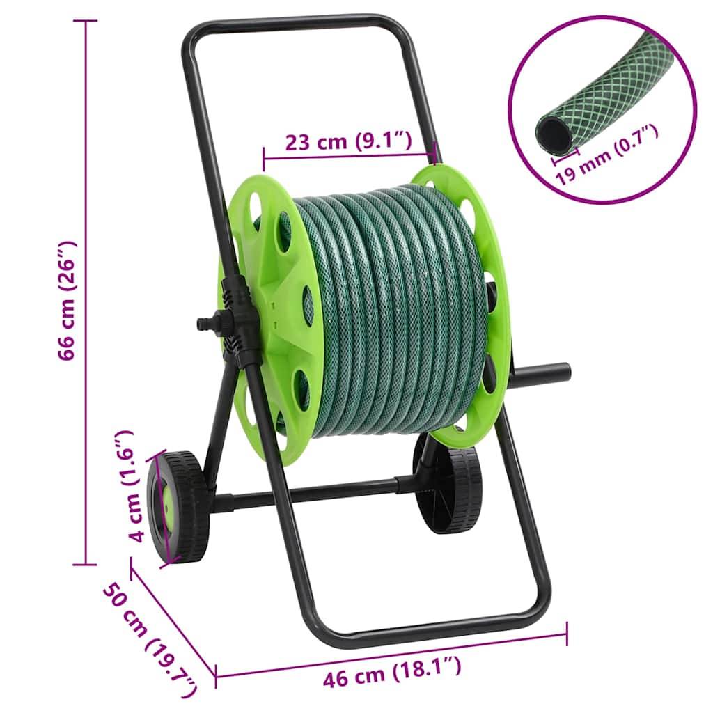 vidaXL Schlauchwagen mit Schlauchanschluss-Set 0,75" 30 m PVC Grün