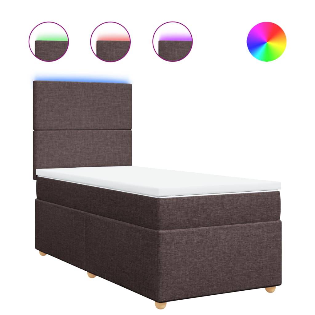 vidaXL Boxspringbett mit Matratze Dunkelbraun 100x200 cm Stoff