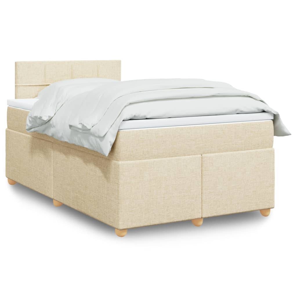 vidaXL Boxspringbett mit Matratze Creme 120x200 cm Stoff