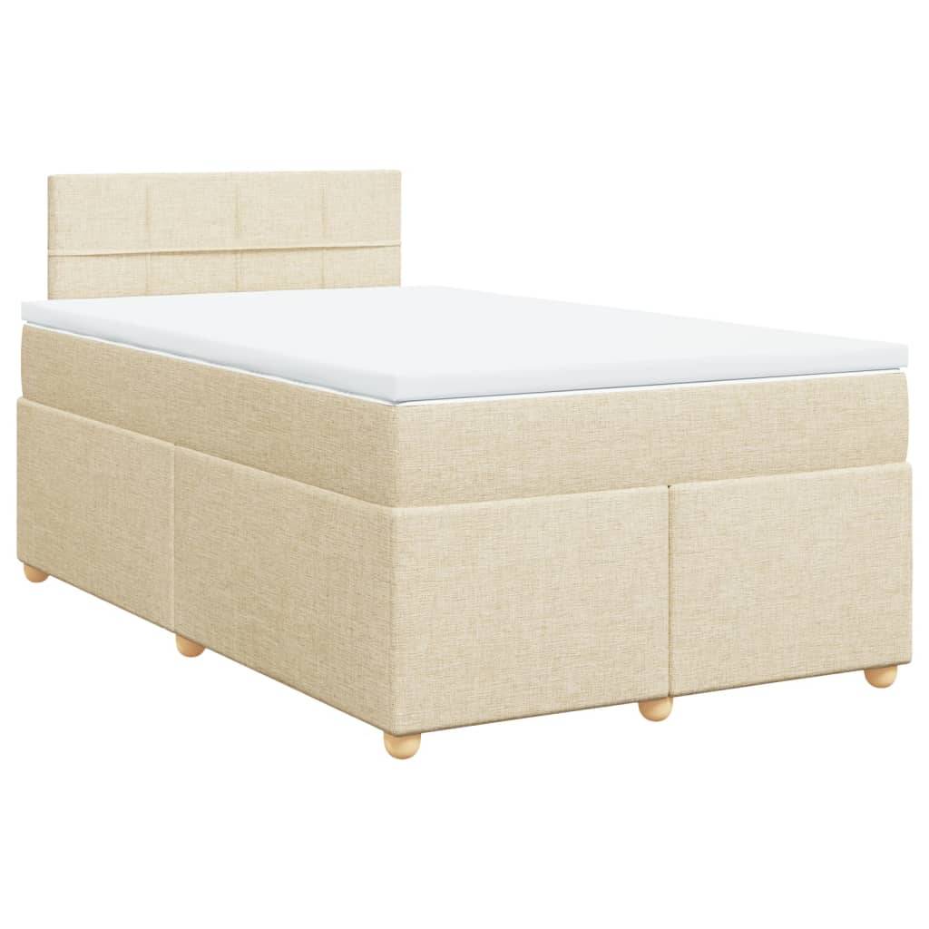 vidaXL Boxspringbett mit Matratze Creme 120x200 cm Stoff