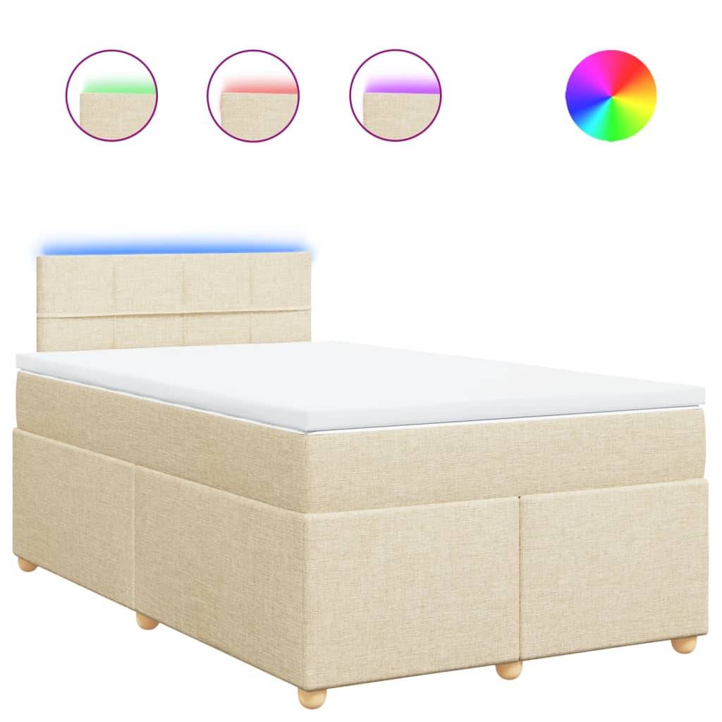 vidaXL Boxspringbett mit Matratze Creme 120x200 cm Stoff