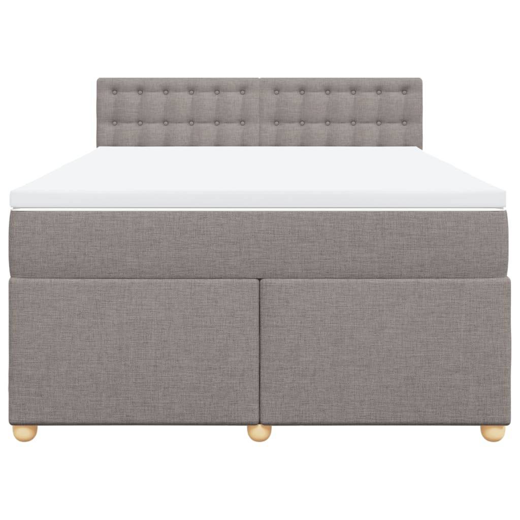 vidaXL Boxspringbett mit Matratze Taupe 140x200 cm Stoff
