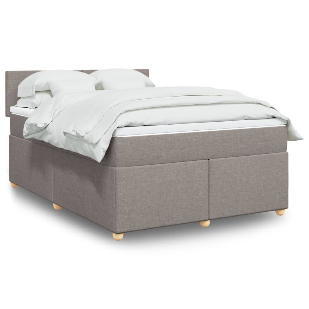 vidaXL Boxspringbett mit Matratze Taupe 140x190 cm Stoff