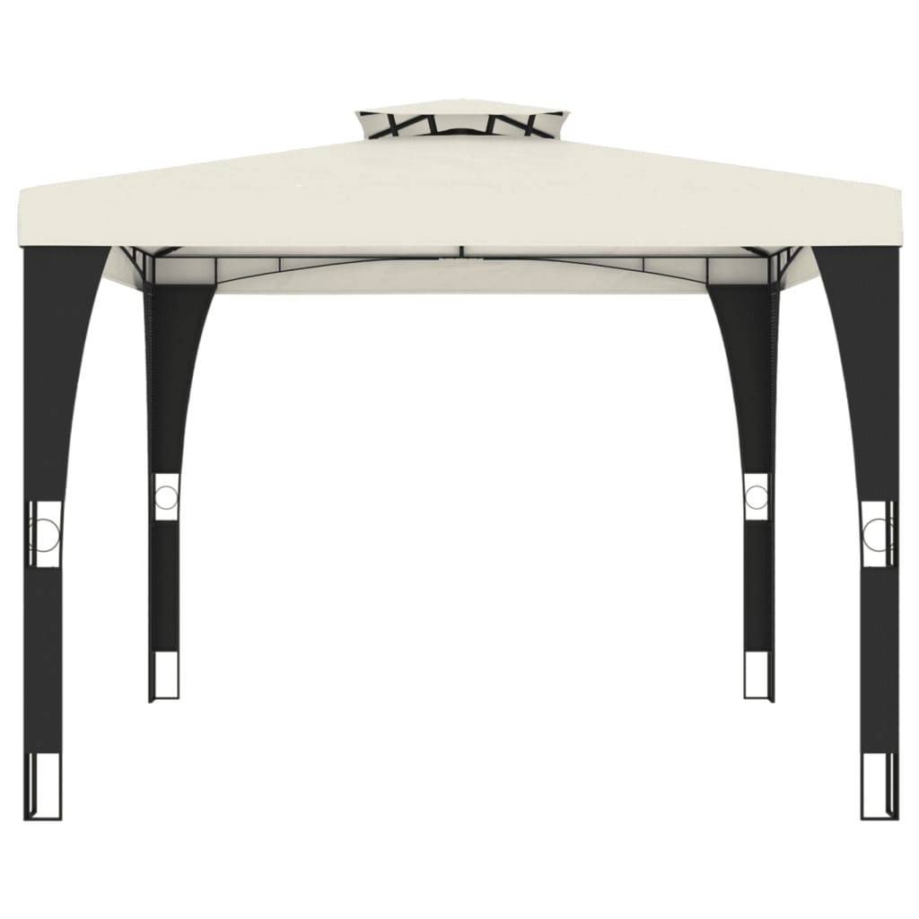 vidaXL Pavillon mit Doppeldach Creme 2,98x2,98 m Stahl