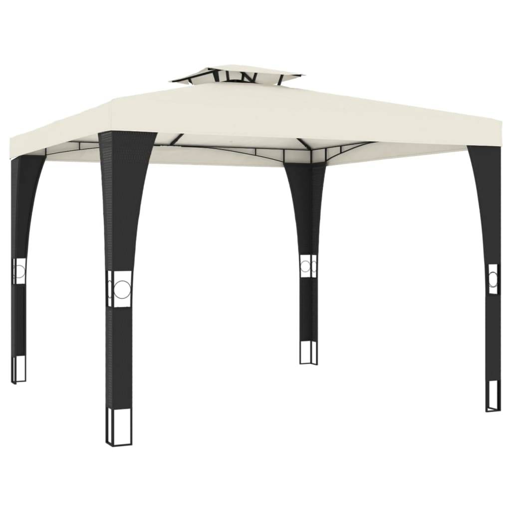 vidaXL Pavillon mit Doppeldach Creme 2,98x2,98 m Stahl