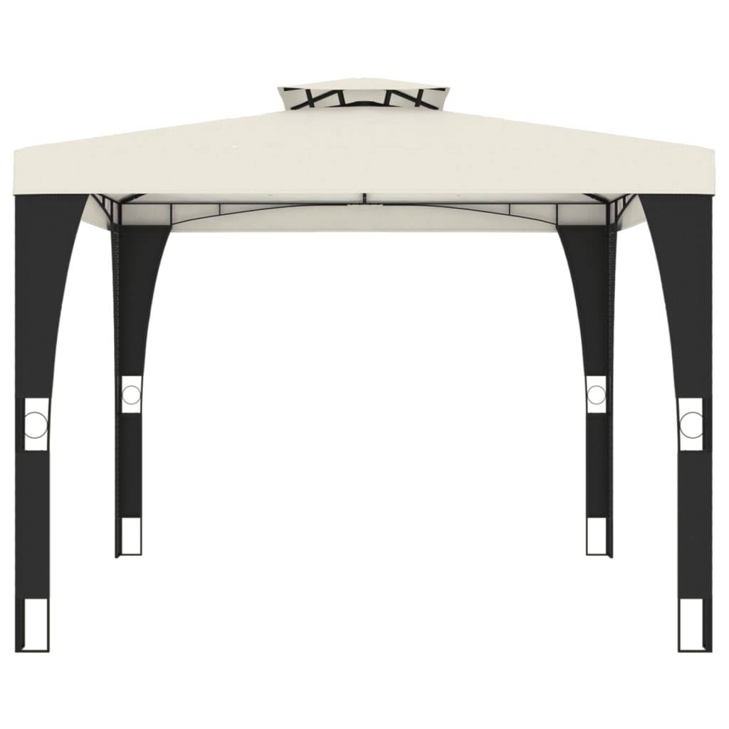 vidaXL Pavillon mit Doppeldach Creme 2,98x2,98 m Stahl