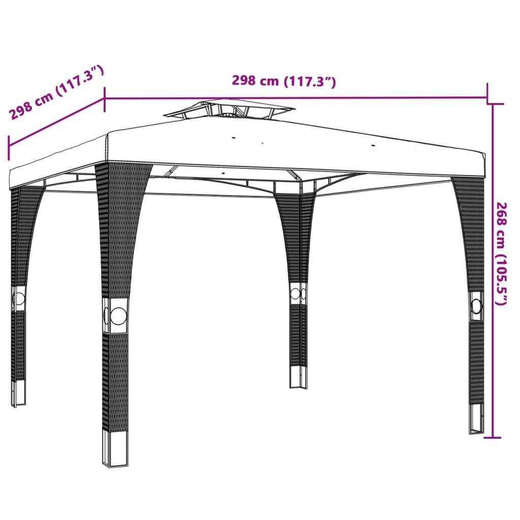 vidaXL Pavillon mit Doppeldach Creme 2,98x2,98 m Stahl