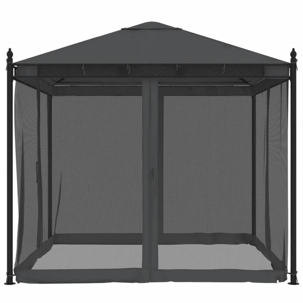 vidaXL Pavillon mit Netzwänden Anthrazit 2,93x2,93 m Stahl