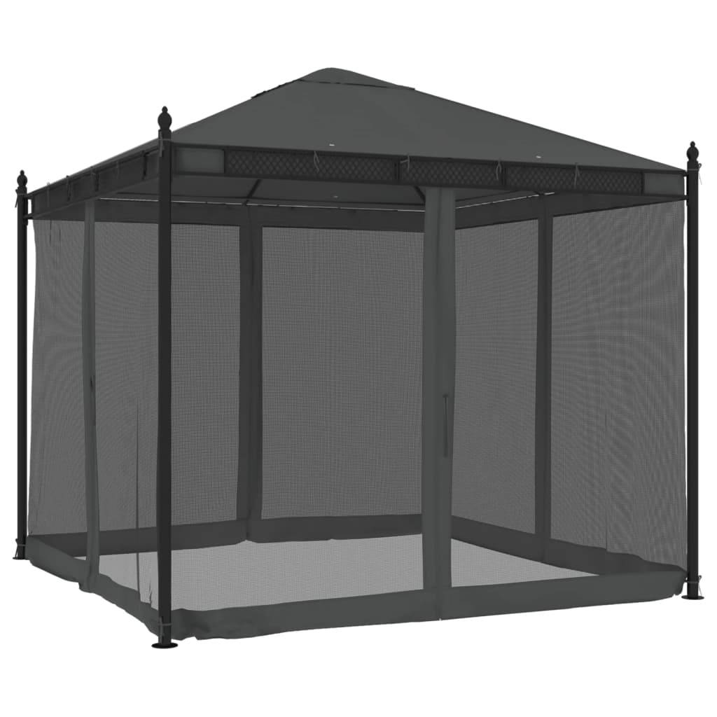 vidaXL Pavillon mit Netzwänden Anthrazit 2,93x2,93 m Stahl