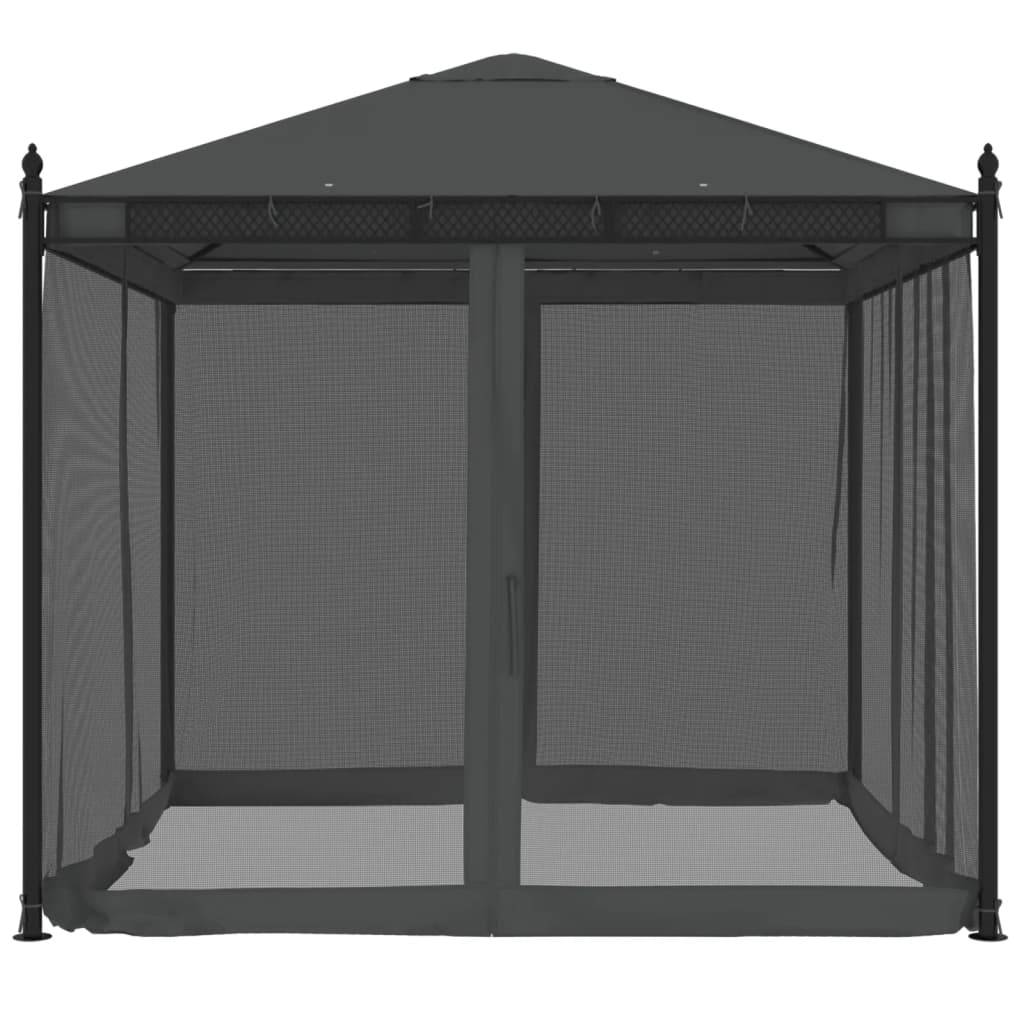 vidaXL Pavillon mit Netzwänden Anthrazit 2,93x2,93 m Stahl