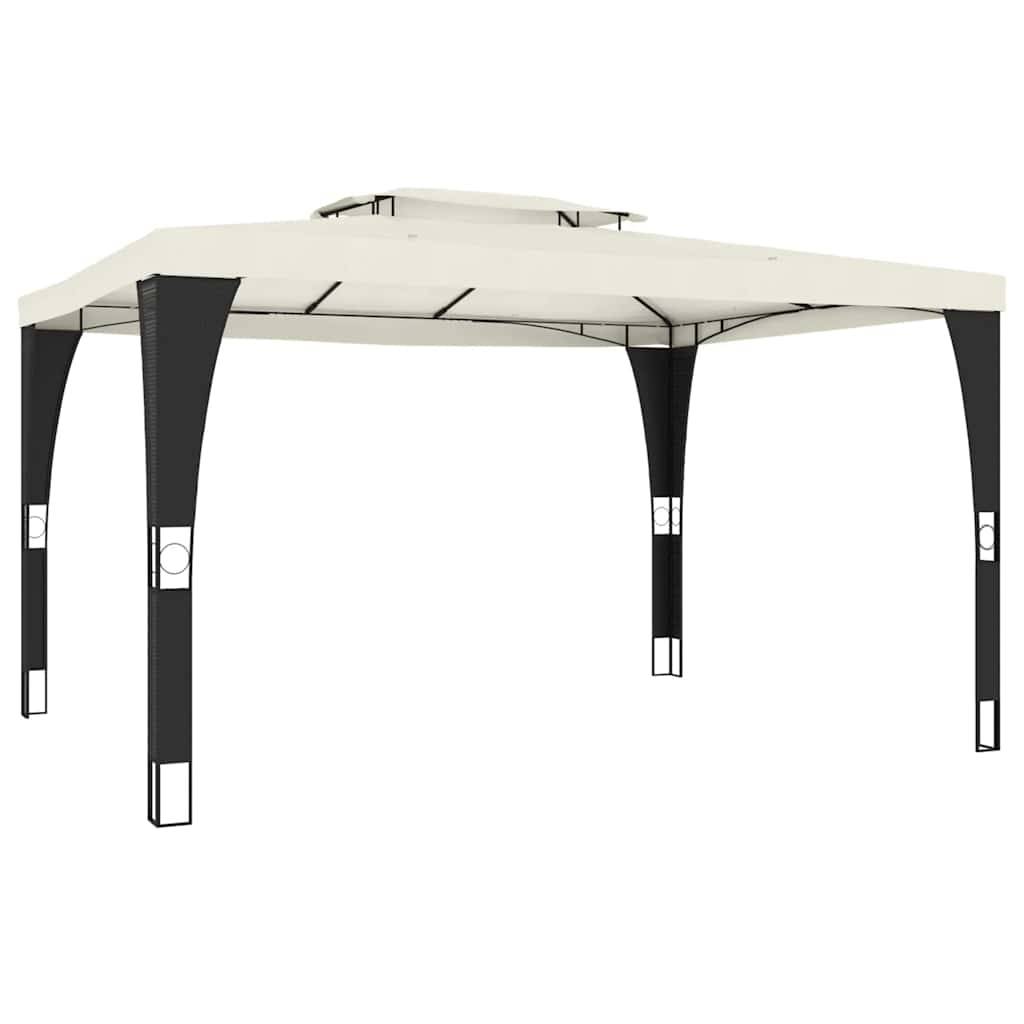 vidaXL Pavillon mit Doppeldach Creme 3,98x2,98 m Stahl
