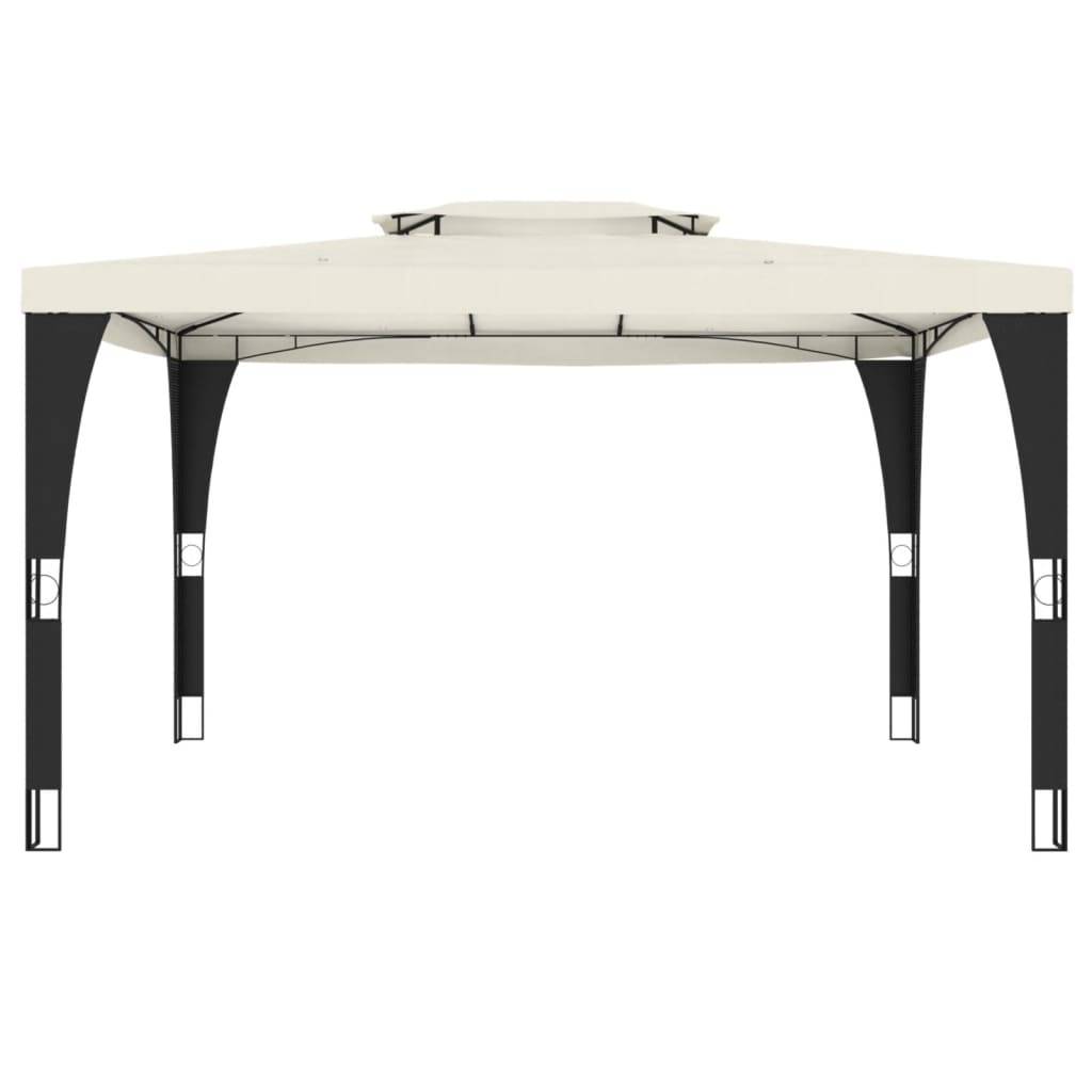 vidaXL Pavillon mit Doppeldach Creme 3,98x2,98 m Stahl