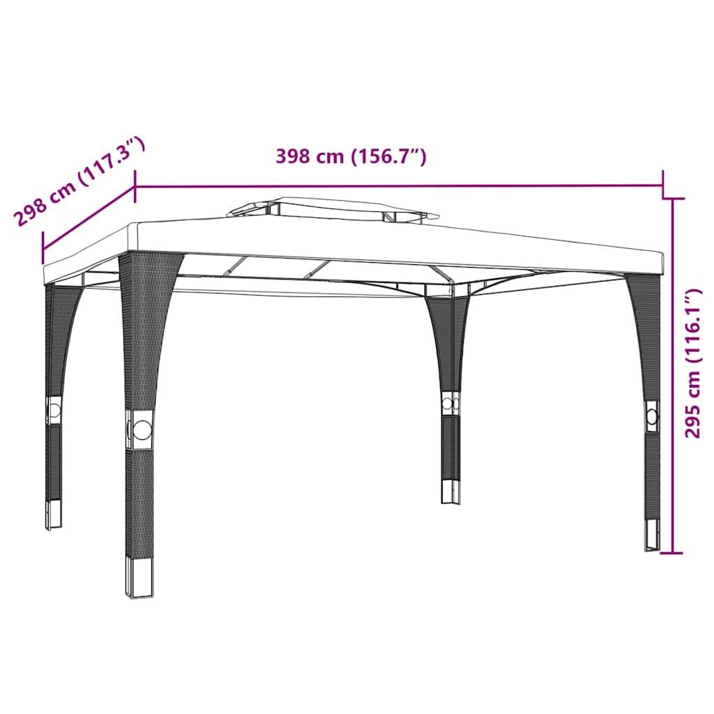 vidaXL Pavillon mit Doppeldach Creme 3,98x2,98 m Stahl
